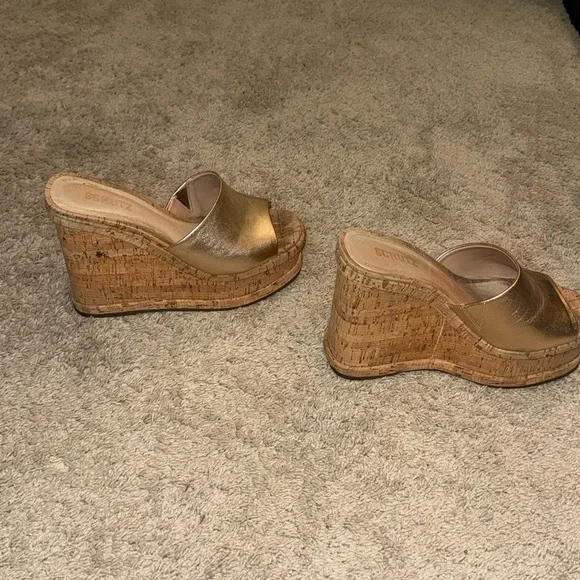 SCHUTZ Gold Wedge Sandals - Picture 8 of 9